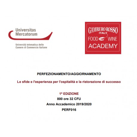 Corso in collaborazione con Gambero Rosso Academy - 800 ore